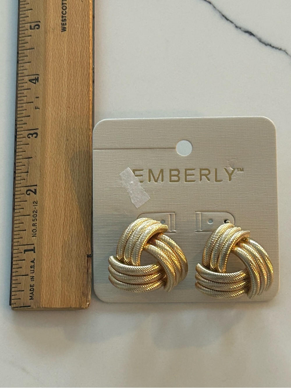 New Gold-Tone Knot Stud Earrings